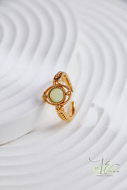 Palace Royal Court Style Design Grape Chalcedony Gemstone Adjustable Open Ring | 925 Sterling Silver | 18K Fine Gold