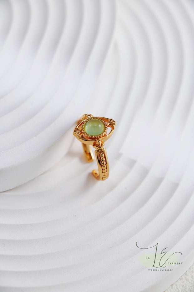 Palace Royal Court Style Design Grape Chalcedony Gemstone Adjustable Open Ring | 925 Sterling Silver | 18K Fine Gold