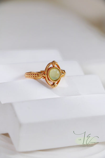 Palace Royal Court Style Design Grape Chalcedony Gemstone Adjustable Open Ring | 925 Sterling Silver | 18K Fine Gold