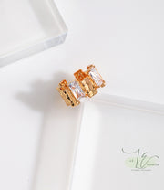 Irregular Arranged Rectangular Zircon Gmstones Adjustable Open Ring | 925 Sterling Silver | 18K Fine Gold