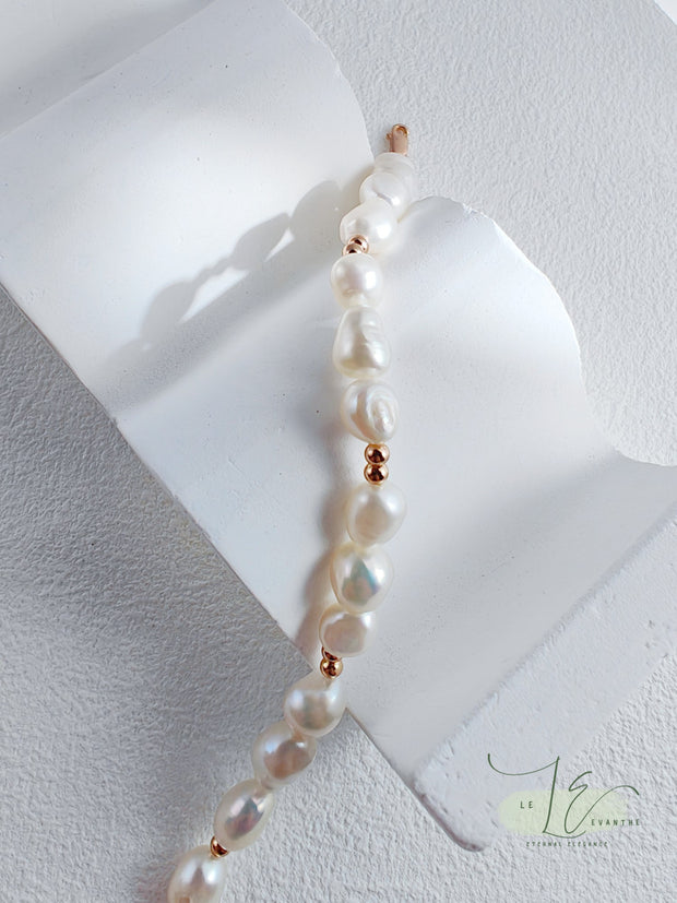 Minimalist Baroque Pearl Bracelet | 18K Gold