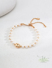 Minimalist Freshwater Baroque Pearl Bracelet with 18K Gold Accents & Irregular Gold Bead | 925 Sterling Silver | 18K Fine Gold