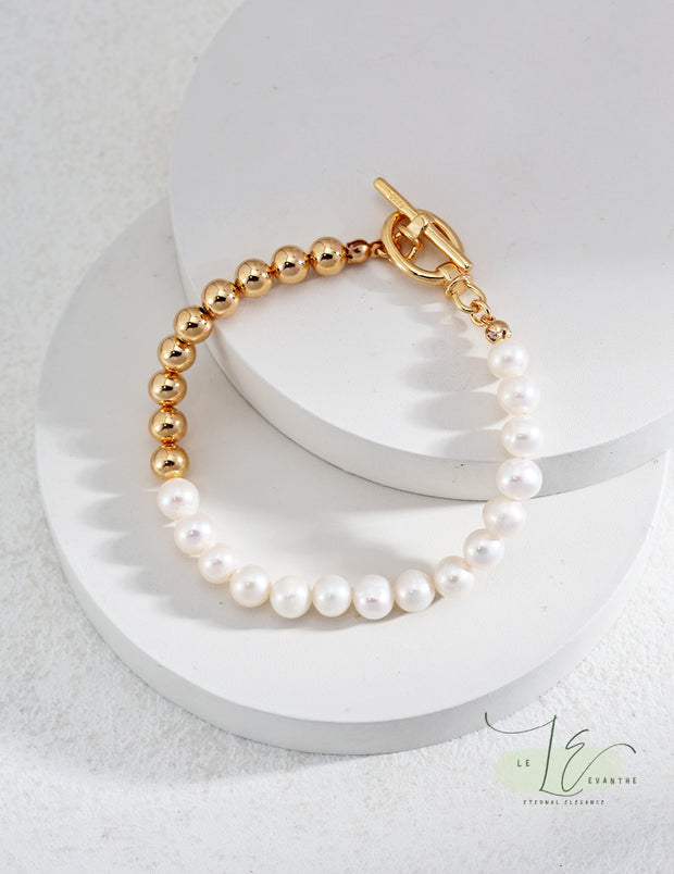 Classic Freshwater Pearl 18K Gold Beads Bracelets | 18K Fine Gold