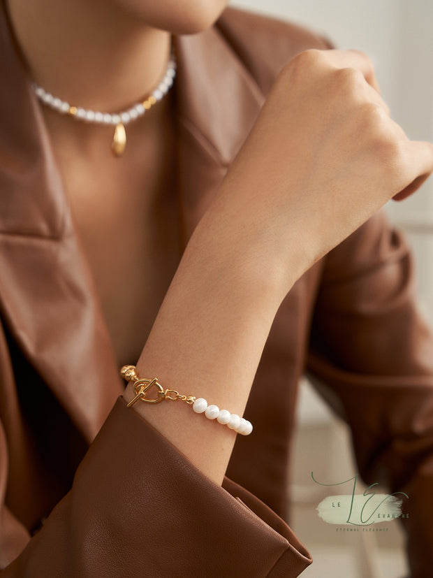 Classic Freshwater Pearl 18K Gold Beads Bracelets | 18K Fine Gold