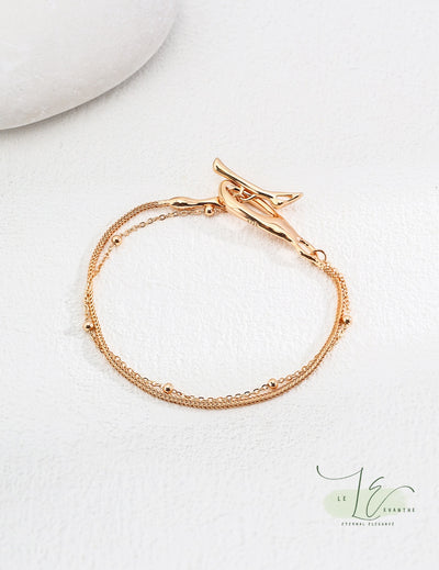 Minimalist Dual-Layer Thick & Thin Chain Bracelet  | 925 Sterling Silver | 18K Fine Gold