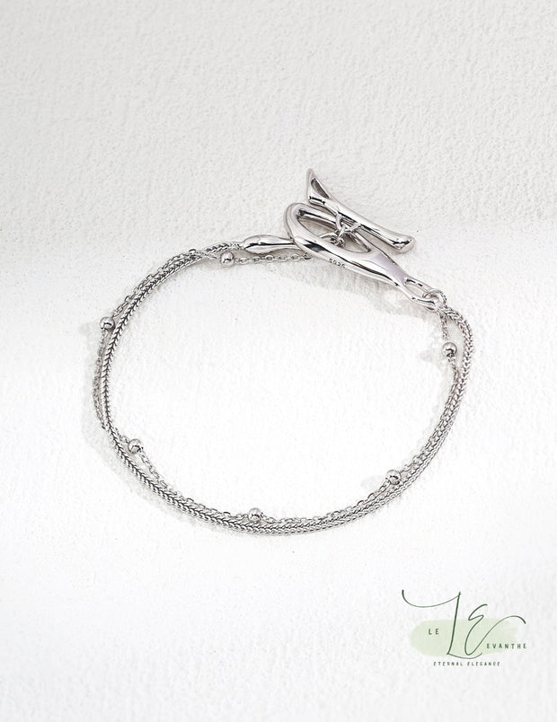 Minimalist Dual-Layer Thick & Thin Chain Bracelet  | 925 Sterling Silver | 18K Fine Gold