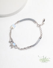 Sterling Silver Bowknot Bracelet with Opal Accent – Sweet & Edgy Elegance | 925 Sterling Silver