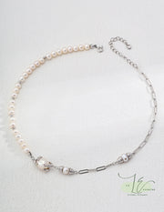 Freshwater Pearl Gold Beads Chain Crafted Necklace | 925 Sterling Silver | 18K Fine Gold