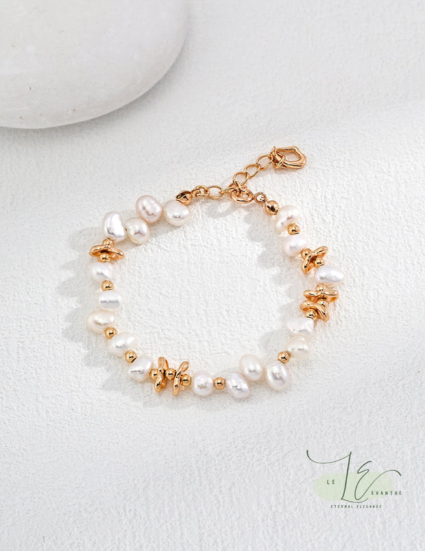 Freshwater Baroque Pearl & 18K Gold Irregular Bead Bracelet | 18K Fine Gold