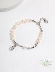 Fluid Design & Baroque Freshwater Pearl Bracelet | 925 Sterling Silver | 18K Fine Gold