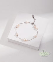 Minimalist Freshwater Pearl Bracelet | 925 Sterling Silver | 18K Fine Gold