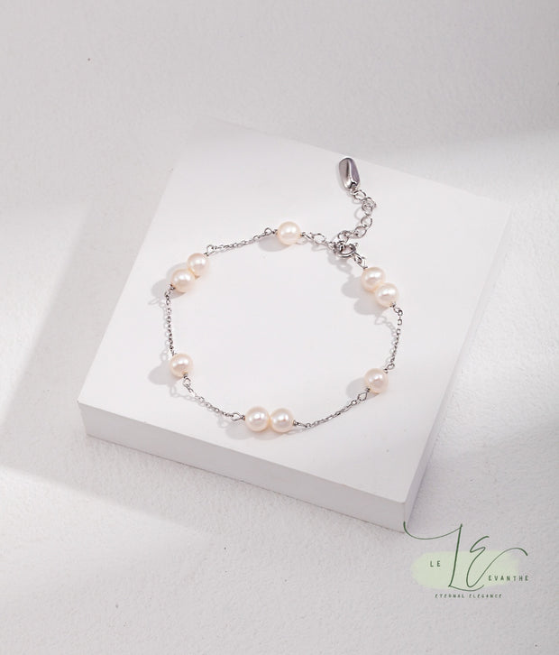 Minimalist Freshwater Pearl Bracelet | 925 Sterling Silver | 18K Fine Gold