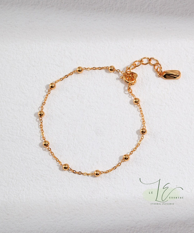 Minimalist Chain & Bead Bracelet | 925 Sterling Silver | 18K Fine Gold