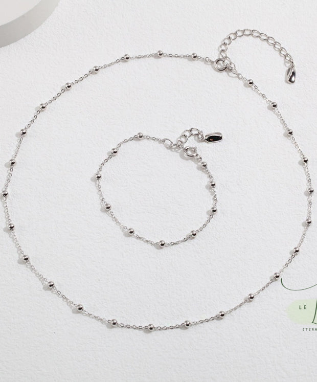 Minimalist Chain & Bead Bracelet | 925 Sterling Silver | 18K Fine Gold