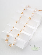 Freshwater Drop-Shaped Pearl Beads Irregular 18K Gold Beads Necklace | 18K Fine Gold