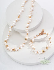 Freshwater Drop-Shaped Pearl Beads Irregular 18K Gold Beads Necklace | 18K Fine Gold