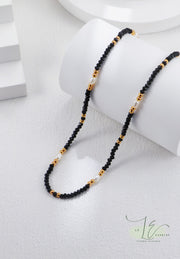 Black Spinel Stone with Natural Freshwater Pearl Vintage Gold Necklace | 925 Sterling Silver | 18K Fine Gold