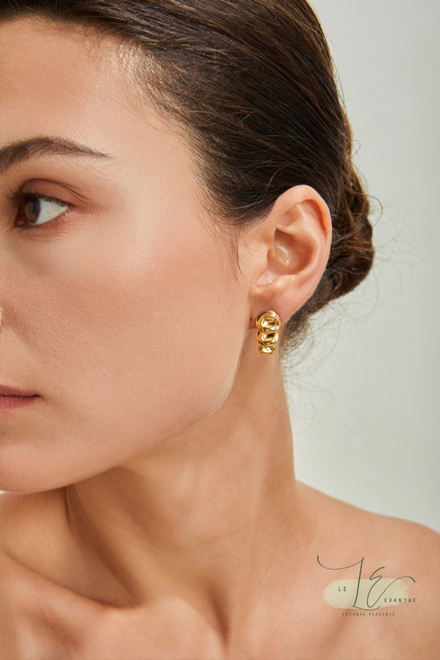 Triple-Layer Hammered Pieces Earrings | 925 Sterling Silver | 18K Fine Gold