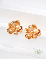 Flower Double Pedal Stud Earrings | 18K Fine Gold