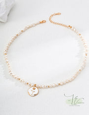 Baroque Pearl 18K Gold Beads with Rose Engraved Pendant Necklace | 18K Fine Gold