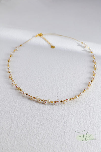 Irregularly Arranged Freshwater Pearl Choker Necklace | 18K Fine Gold