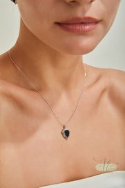 Black Agate Shield Pendant Necklace | 18K Fine Gold | 925 Sterling Silver