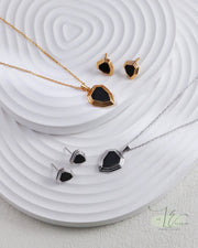 Black Agate Shield Pendant Necklace | 18K Fine Gold | 925 Sterling Silver