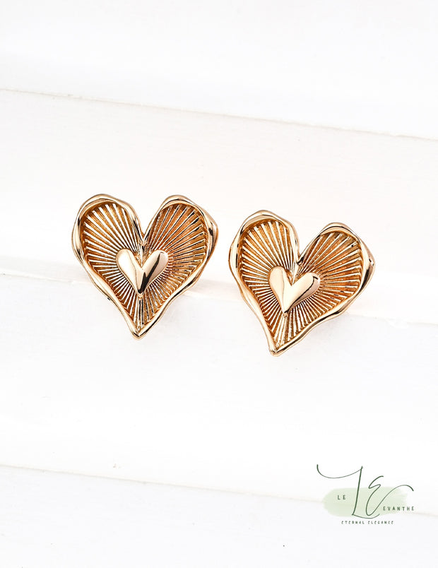 Minimlaist Heart-Shaped Stud Earrings | 925 Sterling Silver | 18K Fine Gold