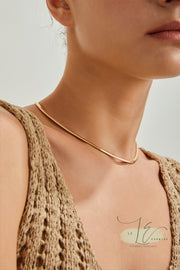 Minimalist Flat Snake Chain Necklace / Bracelet | 925 Sterling Silver | 18K Fine Gold