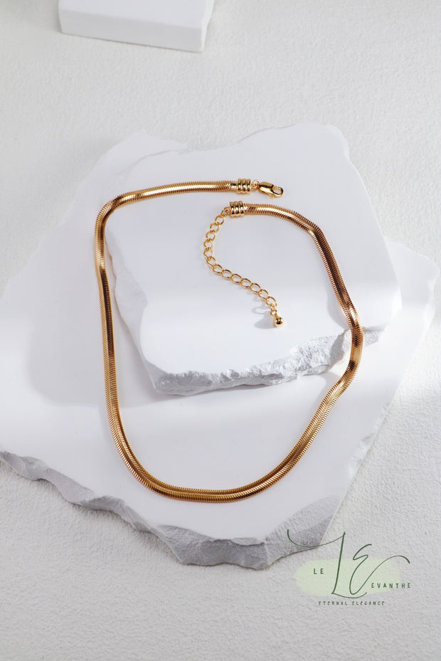 Minimalist Flat Snake Chain Necklace / Bracelet | 925 Sterling Silver | 18K Fine Gold