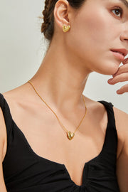 Rock-Textured Heart Shaped Necklace | 925 Sterling Silver | 18K Fine Gold