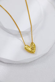 Rock-Textured Heart Shaped Necklace | 925 Sterling Silver | 18K Fine Gold