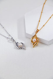 Asymmetrical Fluid Design Freshwater Pearl Necklace | 925 Sterling Silver | 18K Fine Gold