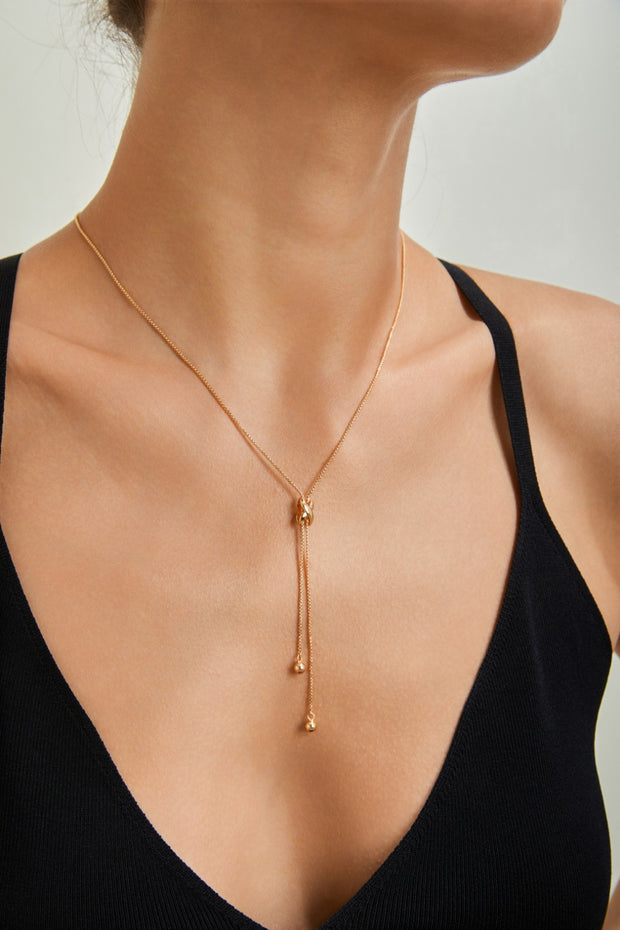 Tassel Adjustable Necklace | 925 Sterling Silver | 18K Fine Gold