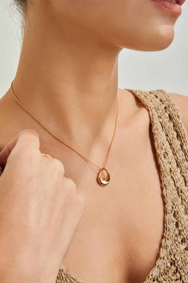 Irregular Fluid Pendant Necklace | 925 Sterling Silver | 18K Fine Gold