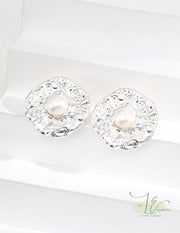 Irregular Textured Freshwater Pearl Stud Earrings | 925 Sterling Silver | 18K Fine Gold