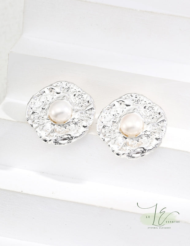 Irregular Textured Freshwater Pearl Stud Earrings | 925 Sterling Silver | 18K Fine Gold