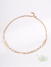 Freshwater Pearl Crafted Necklace | 925 Sterling Silver | 18K Fine Gold