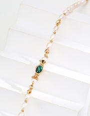 Freshwater Pearl & Malachite Necklace | 18K Fine Gold