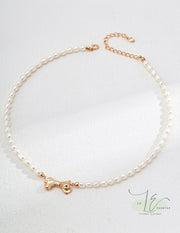 Freshwater Pearl & Bow Pendant Necklace | 925 Sterling Silver | 18K Fine Gold