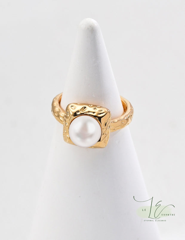 Minimalist Freshwater Pearl Adjustable Open Ring | 925 Sterling Silver | 18K Fine Gold