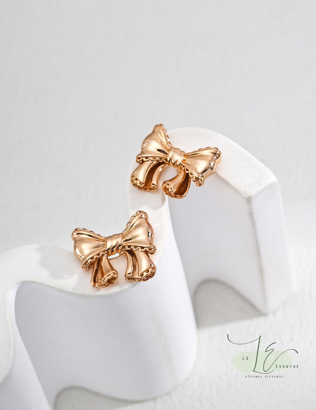 Bow Stud Earrings | 925 Sterling Silver | 18K Fine Gold