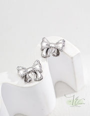 Bow Stud Earrings | 925 Sterling Silver | 18K Fine Gold