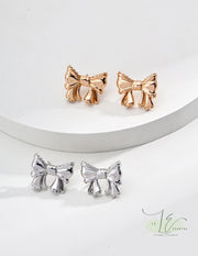 Bow Stud Earrings | 925 Sterling Silver | 18K Fine Gold