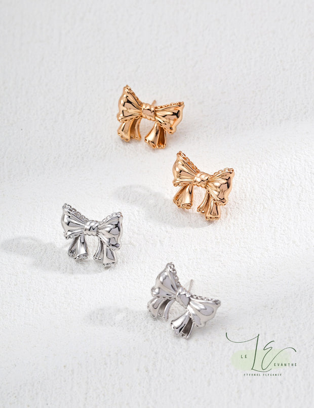 Bow Stud Earrings | 925 Sterling Silver | 18K Fine Gold