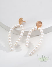 Freshwater Pearl Long Drop Earrings | 18K Fine Gold