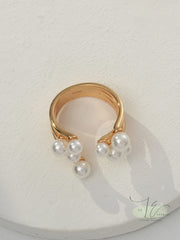 Blossoming Freshwater Pearl Open Ring  | 925 Sterling Silver | 18K Fine Gold