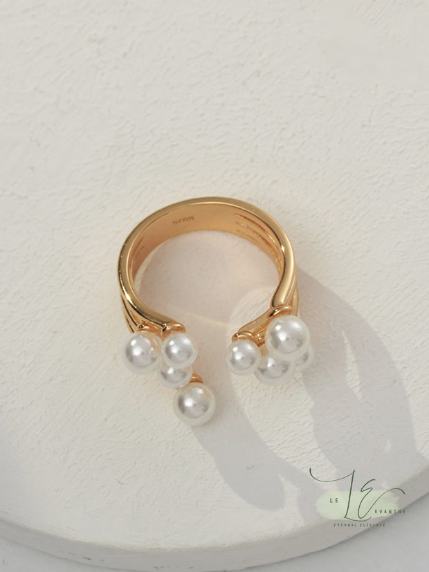 Blossoming Freshwater Pearl Open Ring  | 925 Sterling Silver | 18K Fine Gold