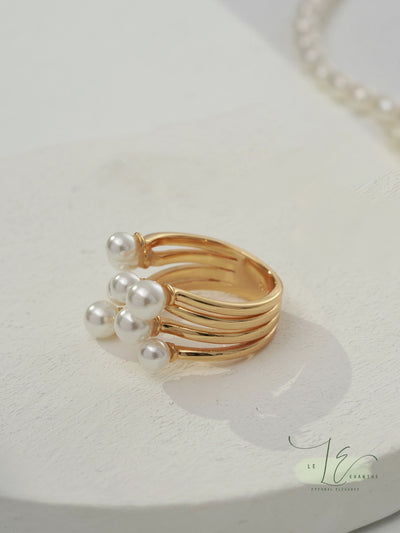 Blossoming Freshwater Pearl Open Ring  | 925 Sterling Silver | 18K Fine Gold