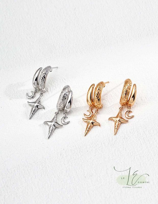 Gift-ready Moon Star Hoop Earrings presented in a luxury box – ideal for birthdays or anniversaries. Made with tarnish-resistant 18K gold over sterling silver.